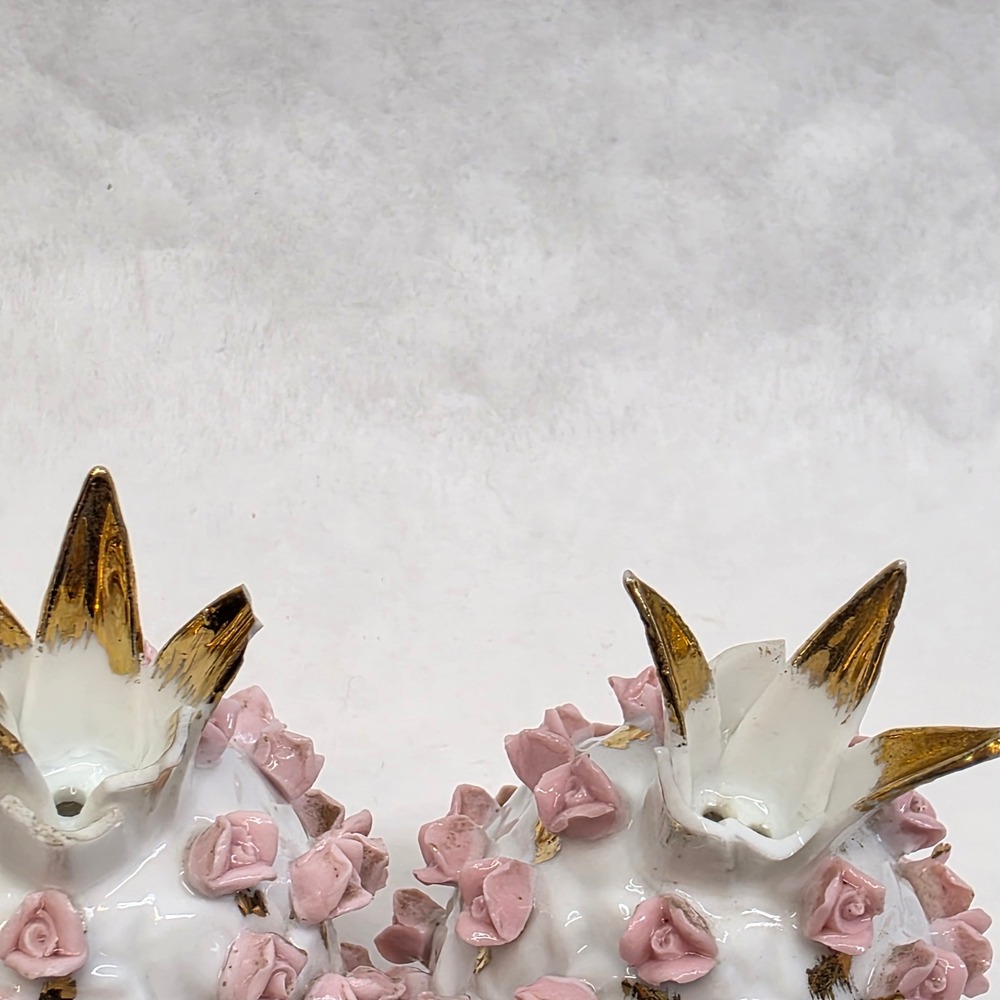 Vtg Salt and Pepper Shakers Pink Rose Gold Pineapple KW3053 Japan FAIR Cond READ - Picture 9 of 10